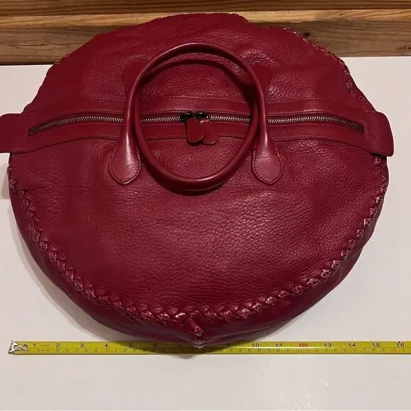 Authentic Bottega Veneta Large Brick Red Cervo Disc Boho Bag Intrecciato-Trimmed - Picture 2 of 12